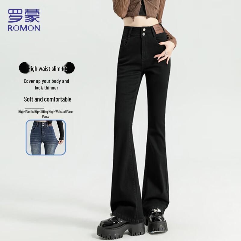 

Luomeng Women s Stretchy High-Waist Flare Jeans M