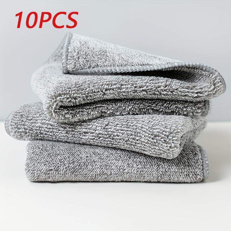 10/5PCS Gray Bamboo Charcoal Towel Thickened Super Absorbent Dishcloth Anti-grease Kitchen Wiping Rags Microfiber Cleaning Cloth