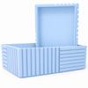 Blue Grooved Organizer Box with Lid for Small Items for the Office
