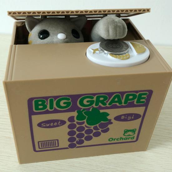 Pușculiță Furtul automat de bani Bancă de monede Pușculiță Pisica lacomă Pușculiță compatibilă cu monede din SUA Cutie de economisire a banilor pentru copii