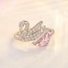 Crystals Rings For Woman Fashion Jewelry High Quality Zircon Rose Gold Silver Little Swan Open Ring
