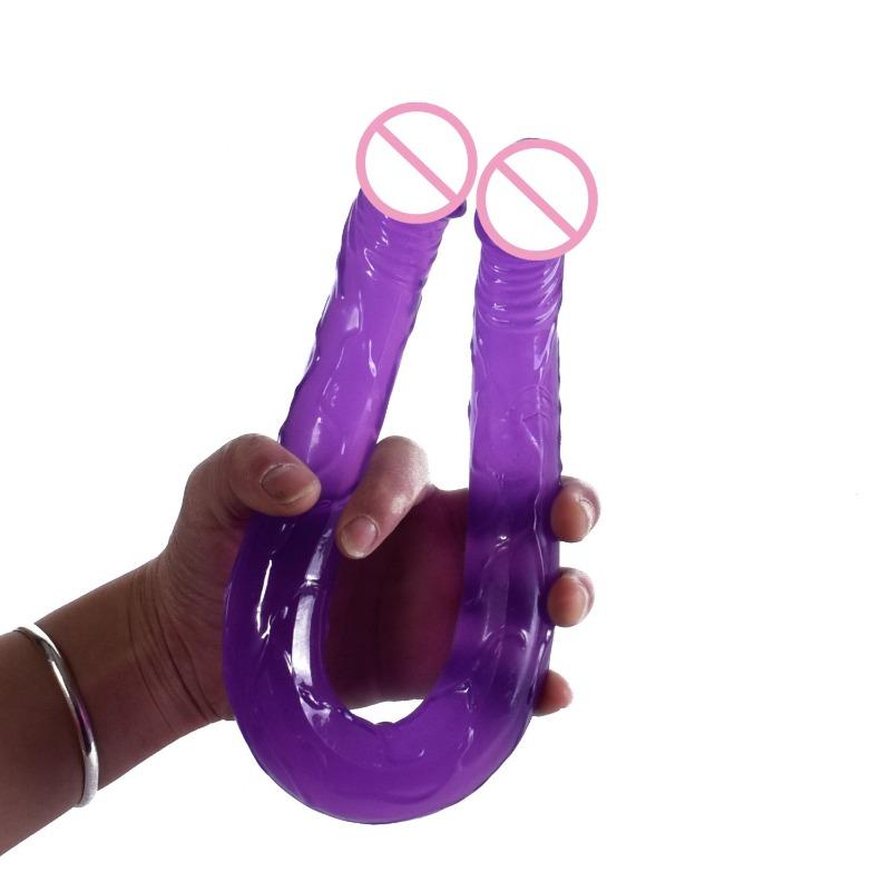 Adult Supplies Sex Toy Double Ended Realistic Dildo Flexible Jelly Dildos Penis Cock Anal Butt Plug Massager G-spot Stimulation