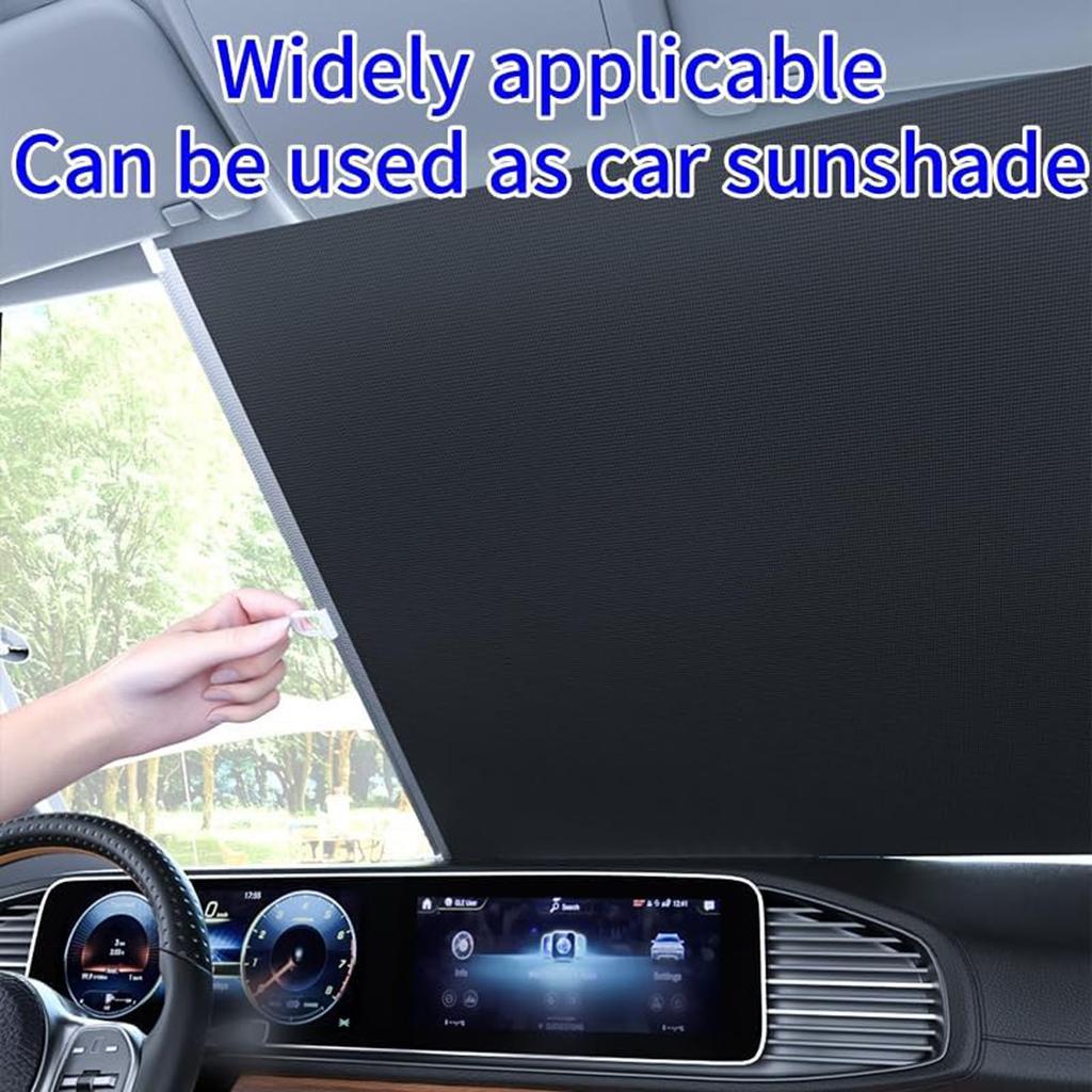 Rulou Fără Găuri pentru & Mașini - Ventuze Autoadezive Parasolare, Rulouri Termice Retractabile cu Blocare UV ( + Negru, 40x60cm)