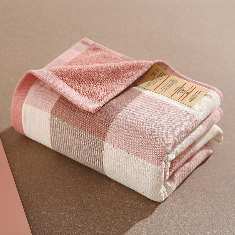 Gauze Gingham Face Towel Soft Absorbent Lint-Free Retro Full Cotton Washcloth Ultra Gentle for Home Adult Bathroom Travel Spa
