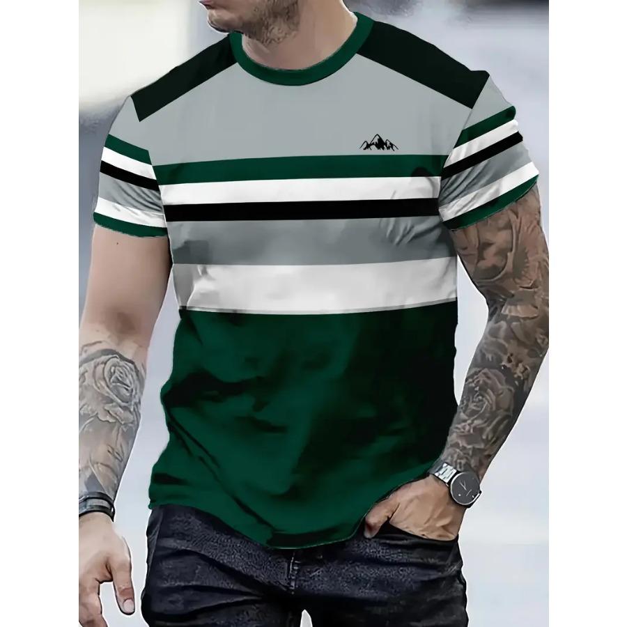 Men's 3D Blue Casual T-Shirt with Eagle Logo - Lightweight, Stretchy Fabric, Short Sleeve, Round Neck, Perfect for Outdoor