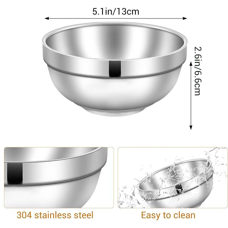 2/4 Paquetes de Tazones de Acero Inoxidable de Doble Pared Aislados para Sopa Servidor Metálico para Plato de Arroz Apto para Lavavajillas Servidor Metálico