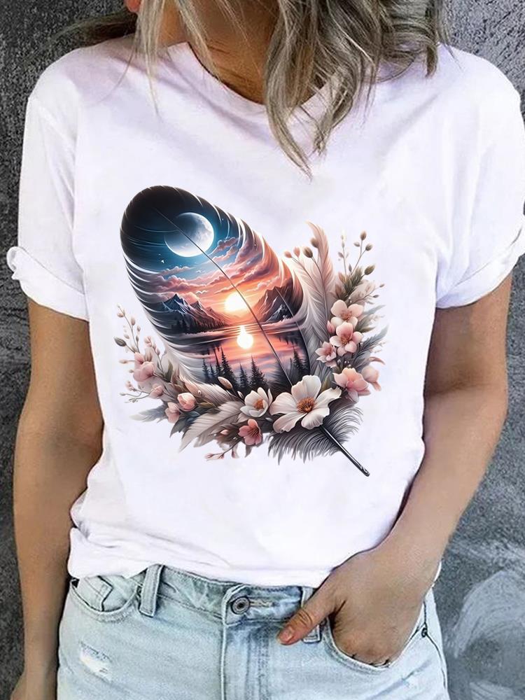 (Asian Size) Sweet 90s Cute Style Women Fashion Printed Casual T Shirt Tee Top Lady Female Graphic Short Sleeve T-shirts Clothing