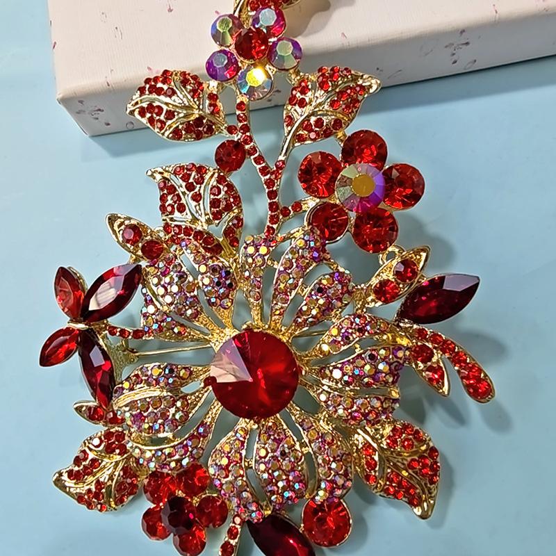 Shining Colorful Crystal Rose Flower Brooch Girls Party Clothing Pin Ladies Wedding Accessory