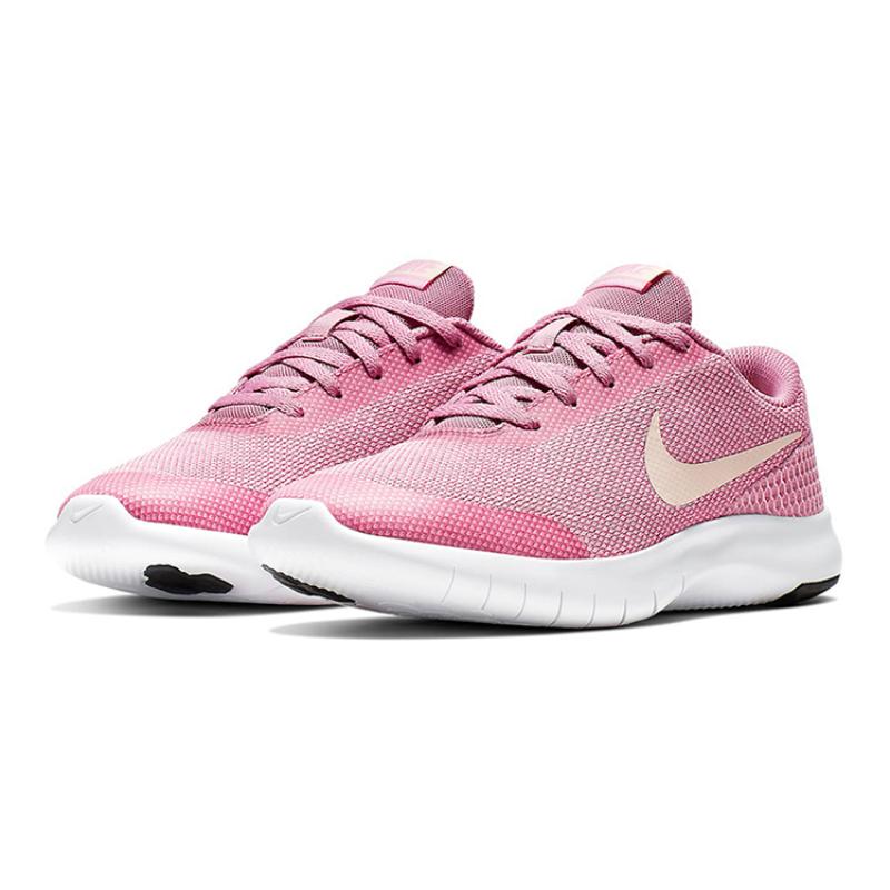 Nike Flex Experience RN 7 Cushioning Abrasion Resistant Breathable Low Top Kids' Running Shoes Pink White Teenagers Sneakers 943287-601