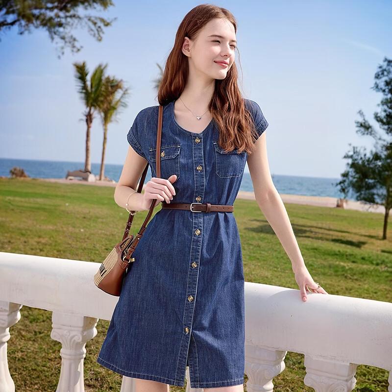 Betu Women's Lightweight Denim Dress with Belt