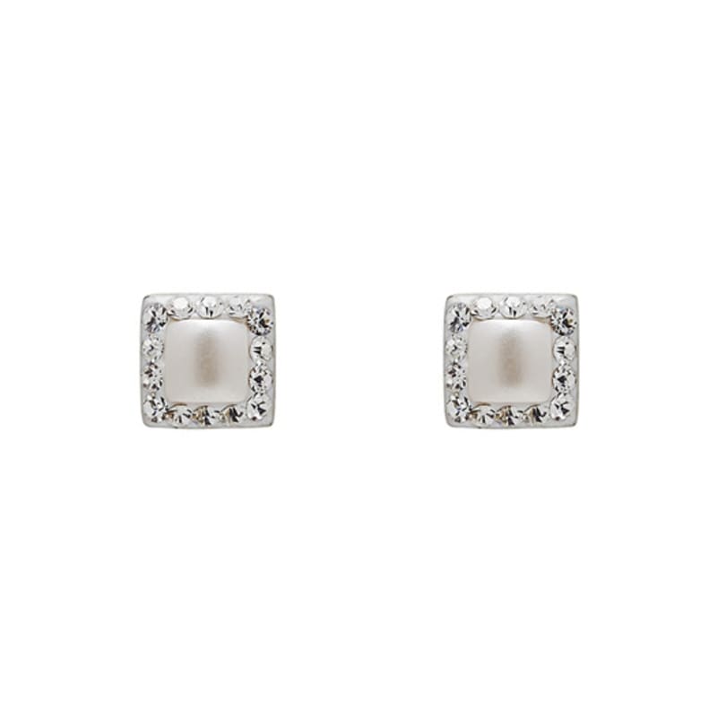JYDDM 925 Square Pearl Cubic Earrings