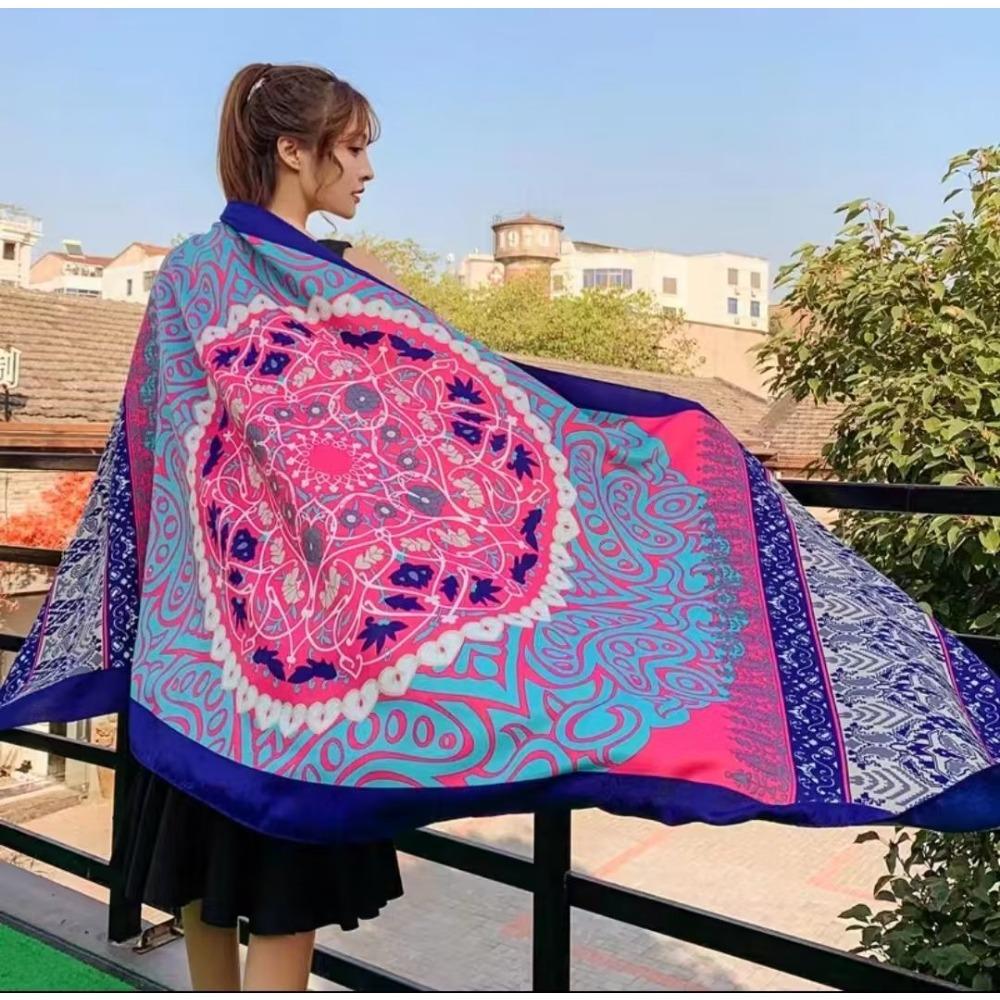 Chaka Salt Lake Great Northwest Tourism Ethnic Style Scarf Silk Scarf Women'S Summer Seaside Beach Shawl Sunscreen Thin