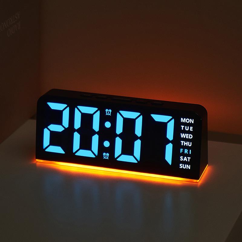 New GH9001 Multifunctional LED Table Clock with Large Numbers, Date, Snooze, and Atmosphere Light