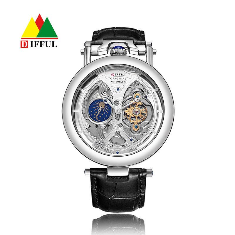 Brand Men's Watch Hollow Through the Bottom True Tourbillon Waterproof Leather Business Watch Men's Mechanical Watch Support