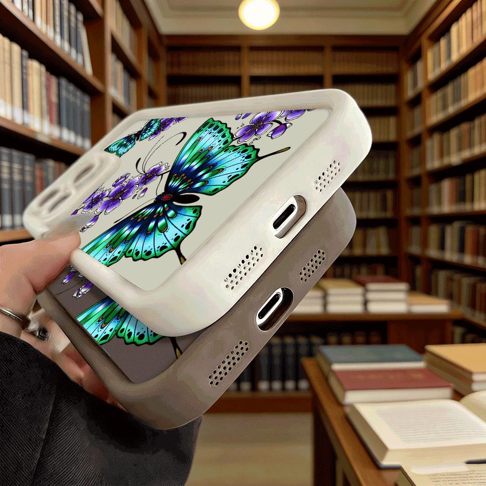 Blue Butterfly Purple Flower Art Shockproof Phone Case For Xiaomi Redmi Note 15 14 13 12 11 10 9 8 Pro Anti-Slip Anti-Fall Cover