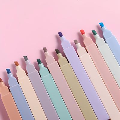 Textmarker, süße Pastellstifte, 12 Farben, Bibelstifte, kein Ausbluten, mit weicher Spitze, Ästhetik-Stifte, Marker, Kawaii-Schreibwaren für Studenten