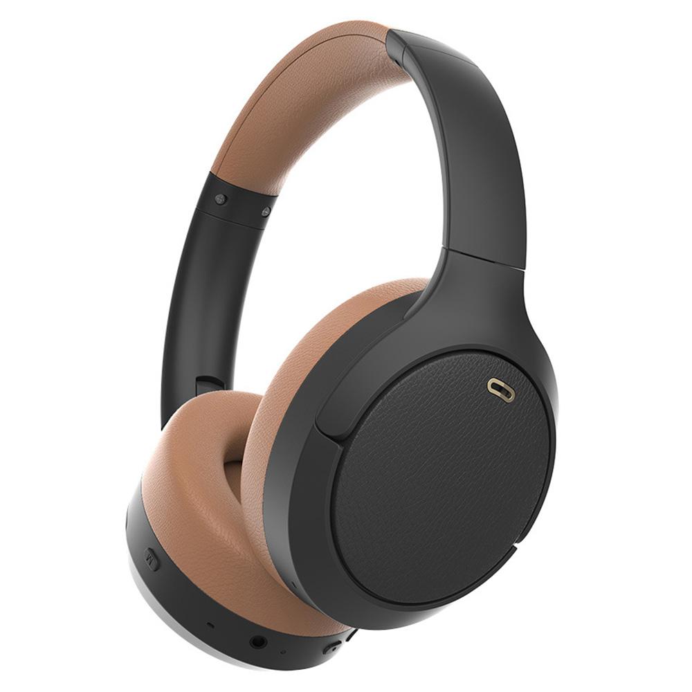 

BT056 Noise Cancelling Bluetooth-compatible Headphone ANC Wireless Deep Bass Stereo Over-Ear Headset Black+Brown