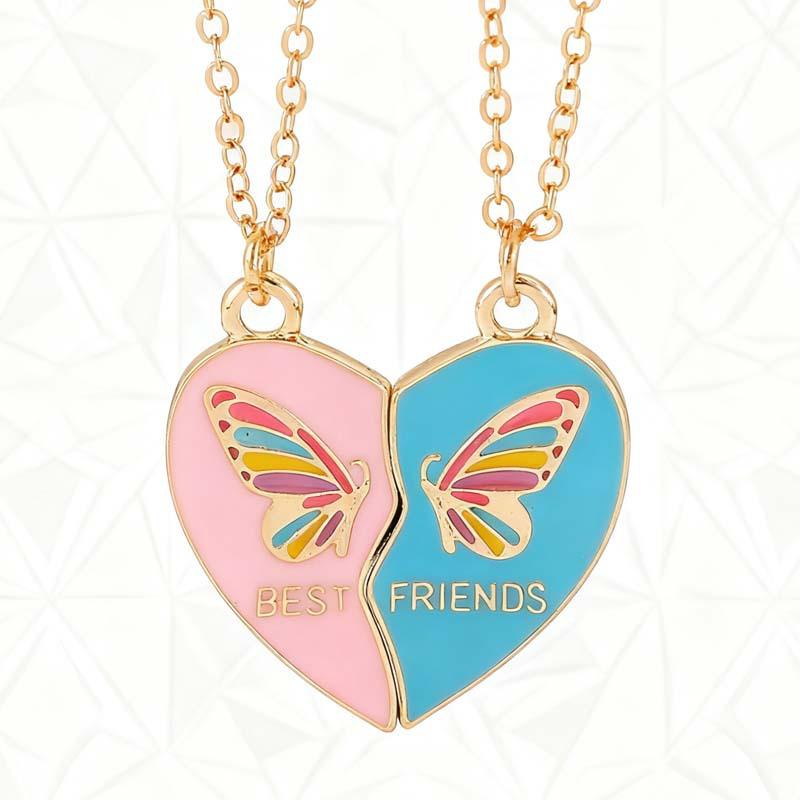 Fashion Best Friends Honey Love Couple Pendant Necklace Chain Choke Broken Heart BFF Good Friendship Jewelry Gift