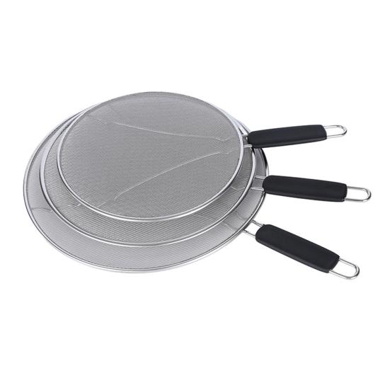 Grease Splatter Guard Stainless Steel Fine Mesh Screen with Easy-Grip Handles Blocks Oil Stains Splash Resistant Cooking Tool