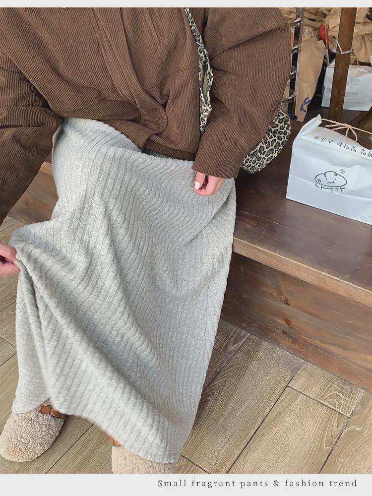 Women's Large Pleated High-Waist Korean Style Long Skirt - Autumn/Winter Slim & Loose Fit