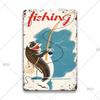 Funny Fishing Metal Tin Sign Retro Vintage Plaque Metal Poster Go Fishing Lover Gift Plate For Men Cave Fishing Home Wall Decor