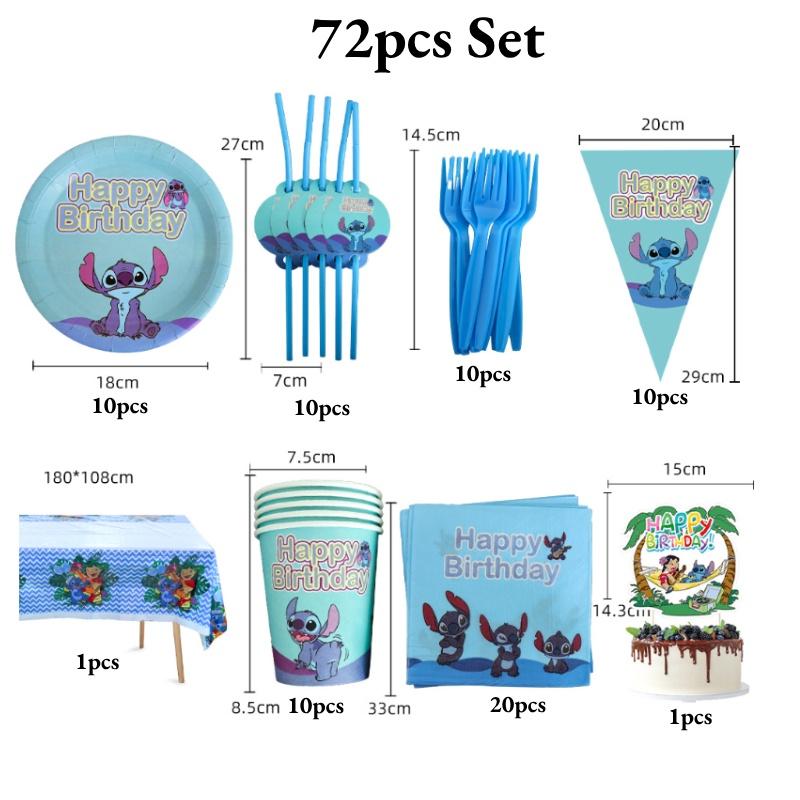 Stitch Theme Party Supplies Set Blue Lilo And Stitch Birthday Decorations