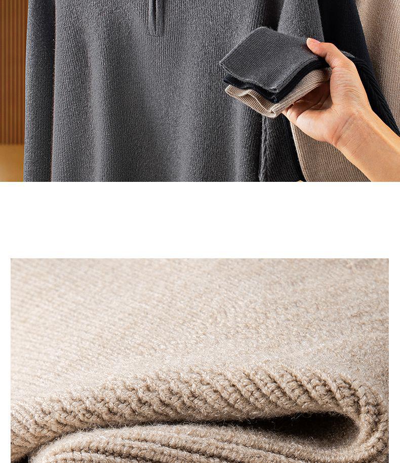 Men's Wool Lyocell Zipper Stand Collar Sweater - Autumn/Winter 2025
