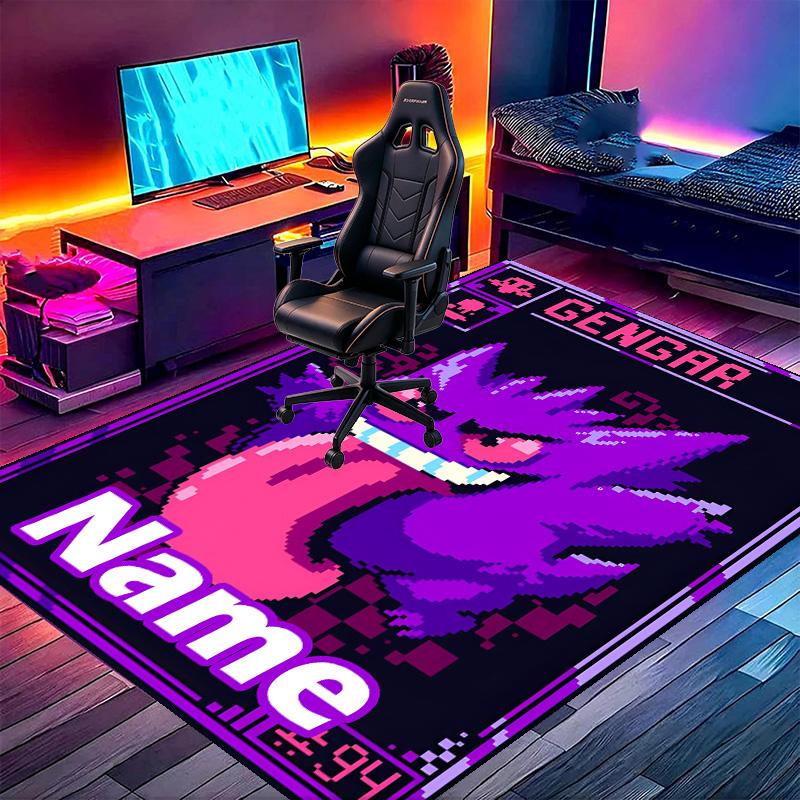 Custom Name Personalized Gengar Print Carpet, Versatile Home Decor Rug, for Playroom, Apartment, Balcony, Entryway, Hallway Gift