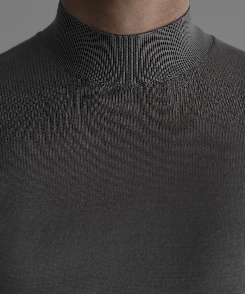 Baulopeulodeogteu Soft Mock Turtleneck Short Sleeve Knit [Gray]