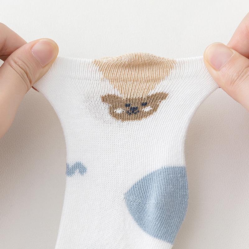 4Pairs Autumn Winter Baby Socks Class A Newborns Loose Mouth Socks 0-3year Infant Mid Tube Stockings Cartoon Bear Kids Footwear
