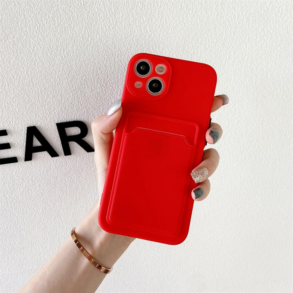 Měkký silikonový držák na karty pouzdro na telefon pro iPhone 16 15 14 13 12 Pro Max Mini Plus kontrastní barva tlačítka nárazuvzdorný zadní kryt