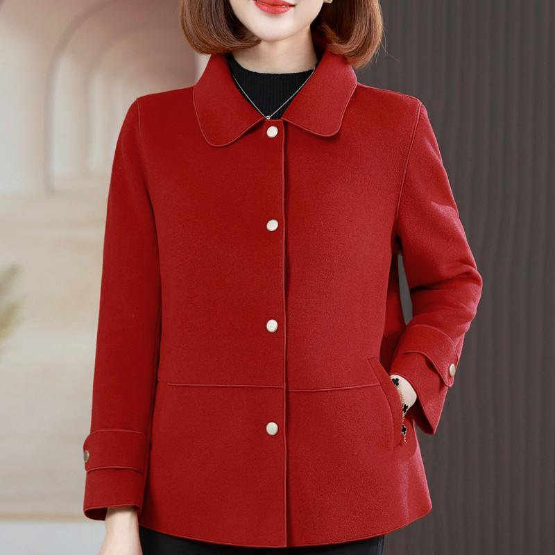 Middle Age Women's Wool & Blends Coats Plus Size Autumn Elegant Loose Outerwears Lady Jackets