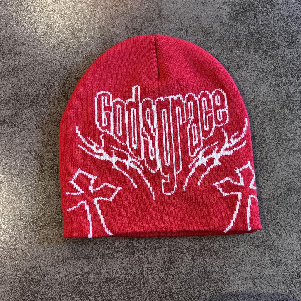 Fashionable Printed Letter Neutral Casual Warm Knitted Hat For Autumn And Winter