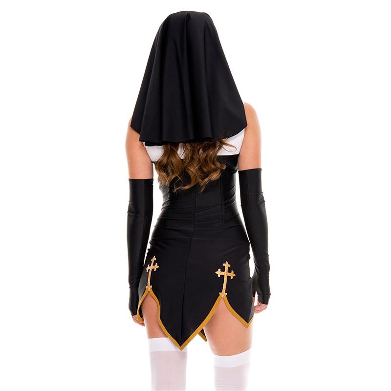 Sexy Lady Jeptiška Superior Kostým Karneval Halloween Kostel Náboženský klášter Cosplay Maškarní společenské šaty