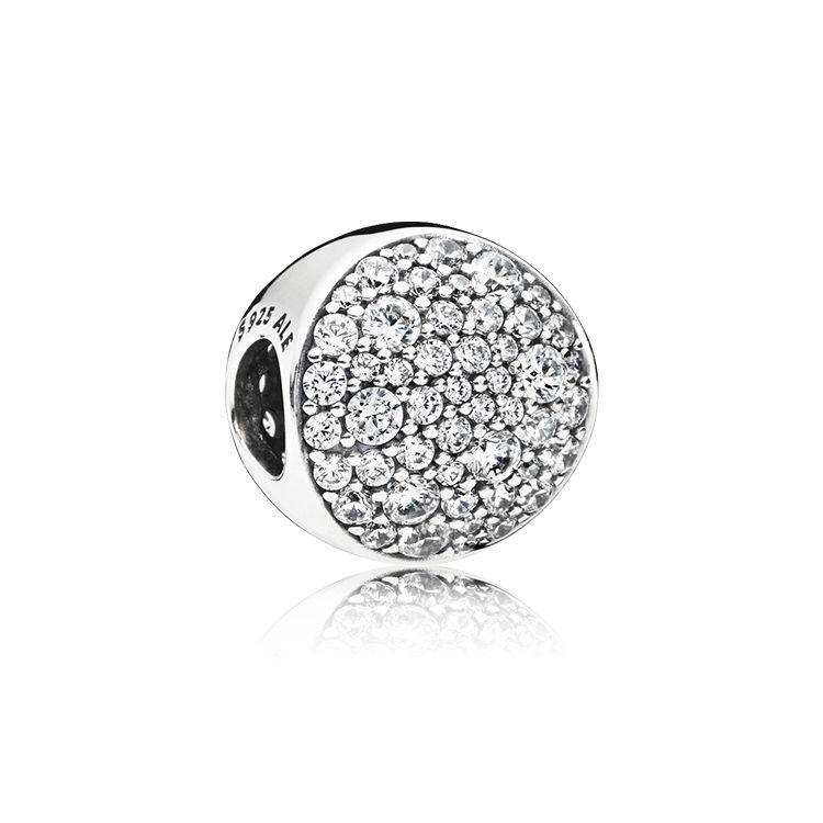 Pandora Pavé Curved Surface 925 Silver Charm Unisex Charm 797540CZ Silver