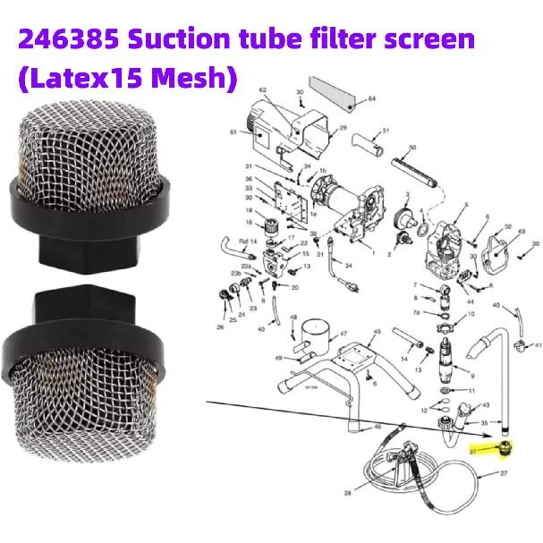 Airless Sprayer Filter Set for Graco 390 395 490 495 595 3400 Sprayer, 3 Kinds of Straw Filter Spray Pump Inner Core Filter Gun Filter, 246385 246384