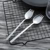 1pc Stainless Steel Long Handle Fork Spoon Integrated Spoon Tableware Set-Creative Household Salad Spoon Student Fruit Spoon
