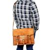 Mens Goat Vintage Brown Leather Messenger Bag Shoulder Laptop Briefcase