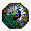 1pc Peacock Spreading Its Tail Pattern Automatic Folding Umbrella, Lightweight Retractable Compact Travel Umbrella, 8-Rib Sturdy Frame137