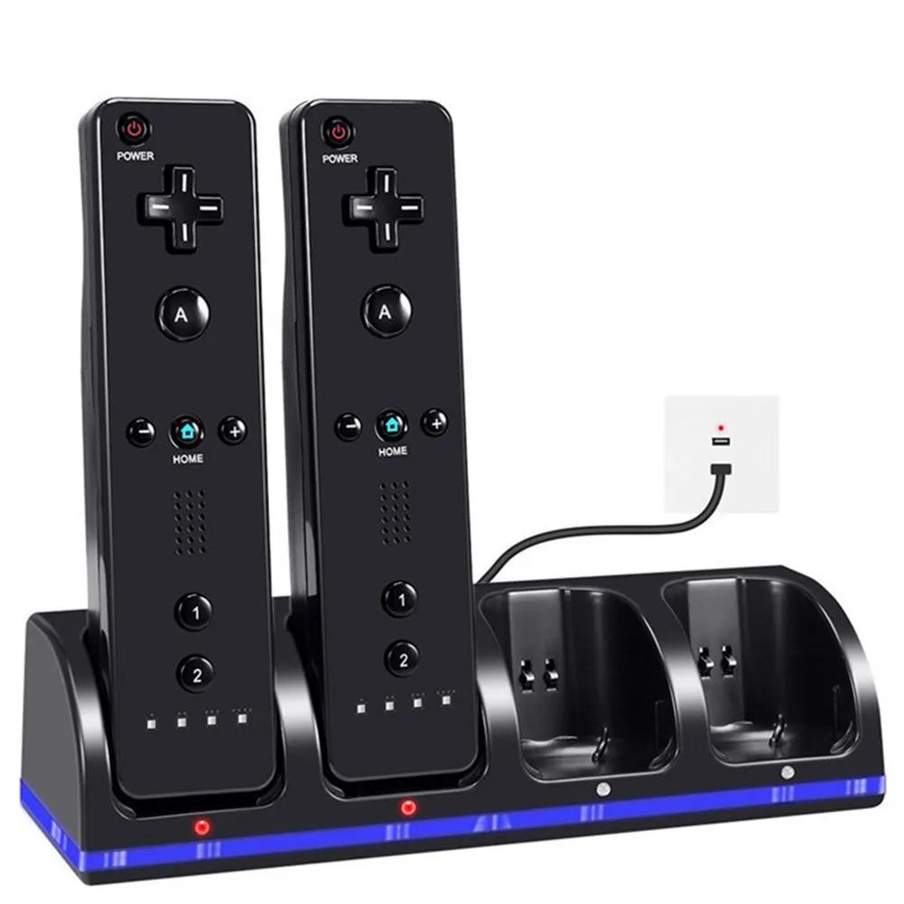 4 Ports Charging Stand Dock Station for Wii Game Console Without Battery Game Controller Charger with LED Indicator for Wii