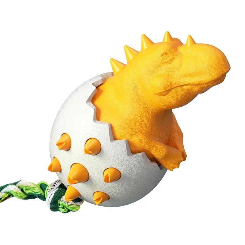

Durable Dinosaur Egg Dog Chew Toy for Aggressive Chewers Interactive Tug of War Game Puppy Teething Molar Toothbrush XS помаранчевий