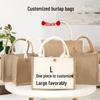 Custom Logo Hand-Painted Tote: Jute, Canvas, Cotton & Linen Handbag, Burlap DIY Lunch Box Bag