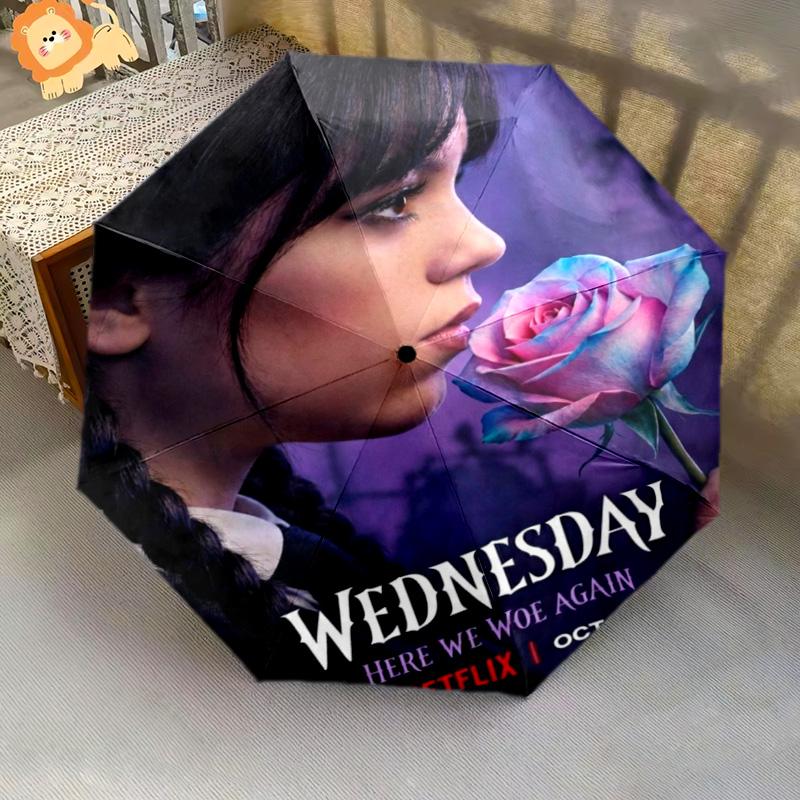 Wednesday'S Shadow Folding Umbrella Umbrella Durable Gift Printing Sun Umbrella