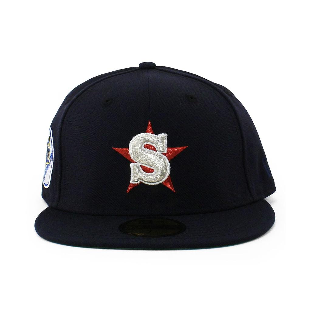 New Era Cap 59FIFTY Seattle Mariners MLB COOPERSTOWN KELLY GREEN BOTTOM FITTED CAP Navy SEATTLE MARINERS Cooperstown Hat 5950 Sz 7-38 [Used]