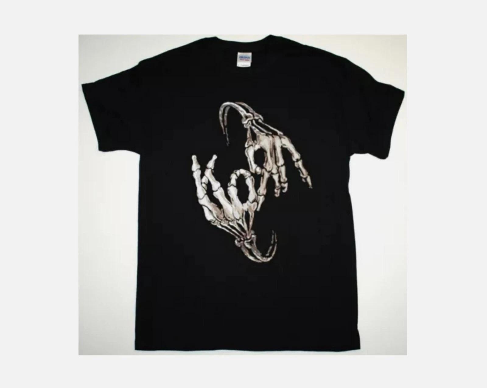

KORN SKELETON FINGERS LOGO NEW BLACK 100% Cotton T-shirt Mens Tees Top 2XL