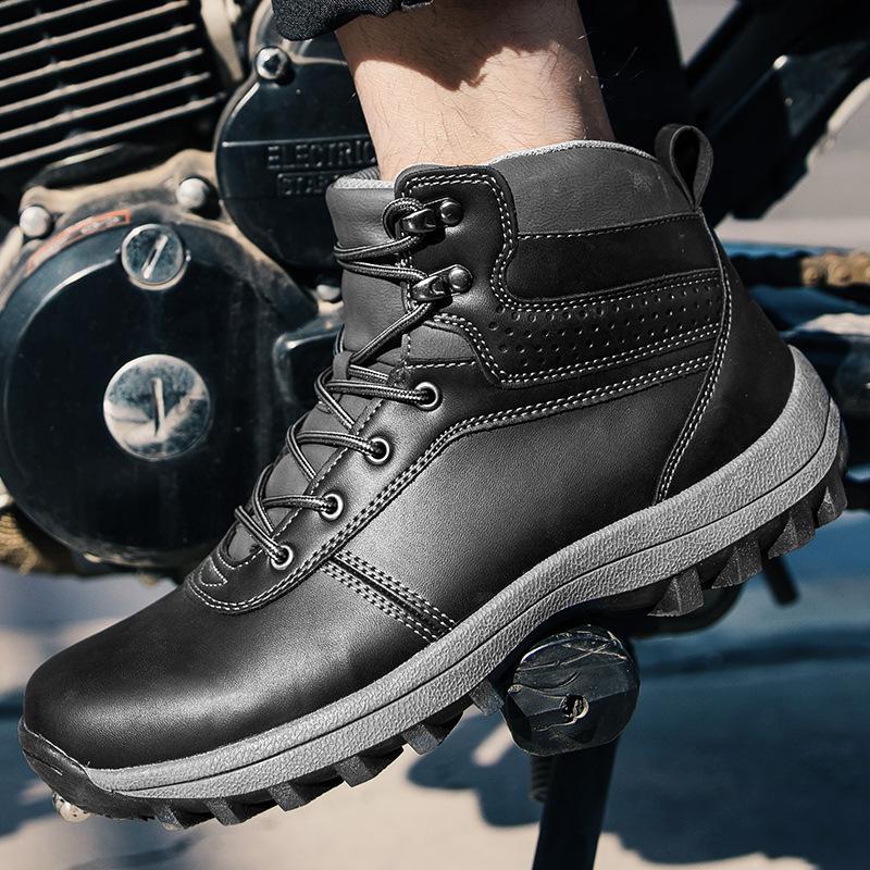 Fashion Warm Men Winter Boots Big Size Men Boots Fur Plush Snow  Waterproof Winter Shoes For Men High Top Outdoor Shoes