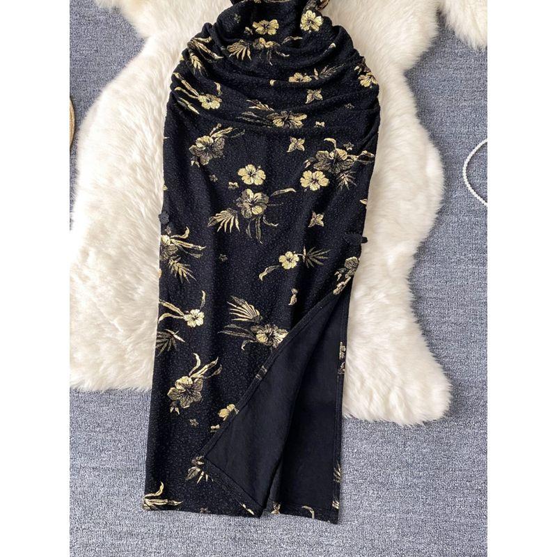 New Chinese Style Women's Clothing Dress 2024 Summer New Arrival Scheming Cutout Lace Stitching Bronzing Printed Cheongsam