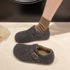 Retro Round Head Felt Fleece Women's Fleece Autumn and Winter Pedal Thermal Cotton Fluff Shoes New Cotton Shoes Women