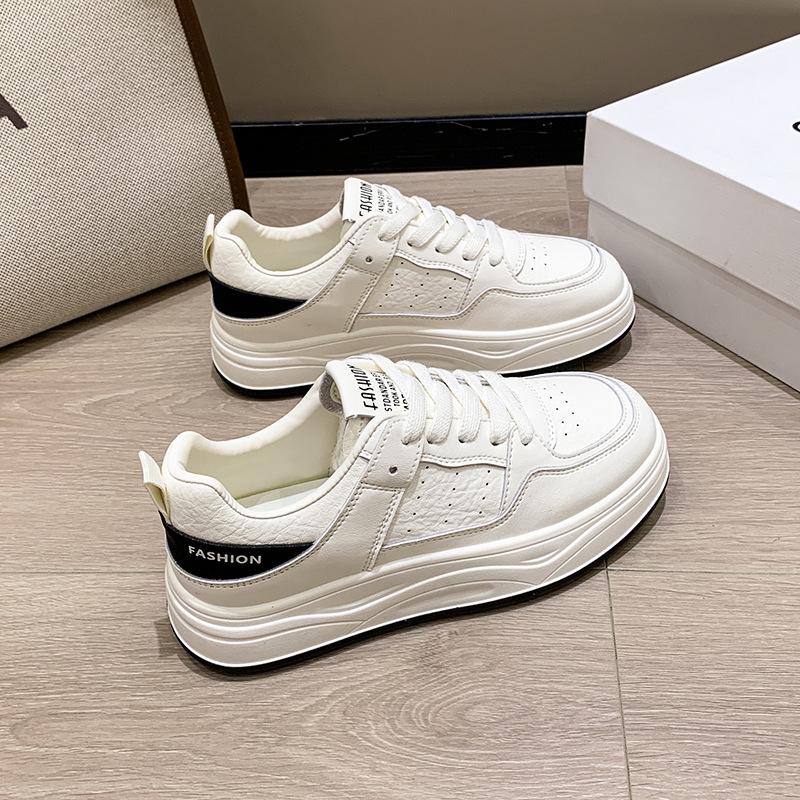 Height-increasing Board Shoes for Women's 2025 Summer New Niche Versatile Thick-soled Breathable Students Lightweight Sports and Leisure Little White