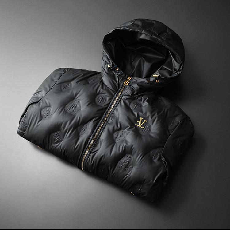 Luksusowa męska kurtka puchowa z kapturem - Europejska wysokiej klasy 90 biały puch kaczy zimowy płaszcz